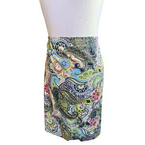 Talbots 16P Colorful Paisley Skirt With Back Zipper & Hook